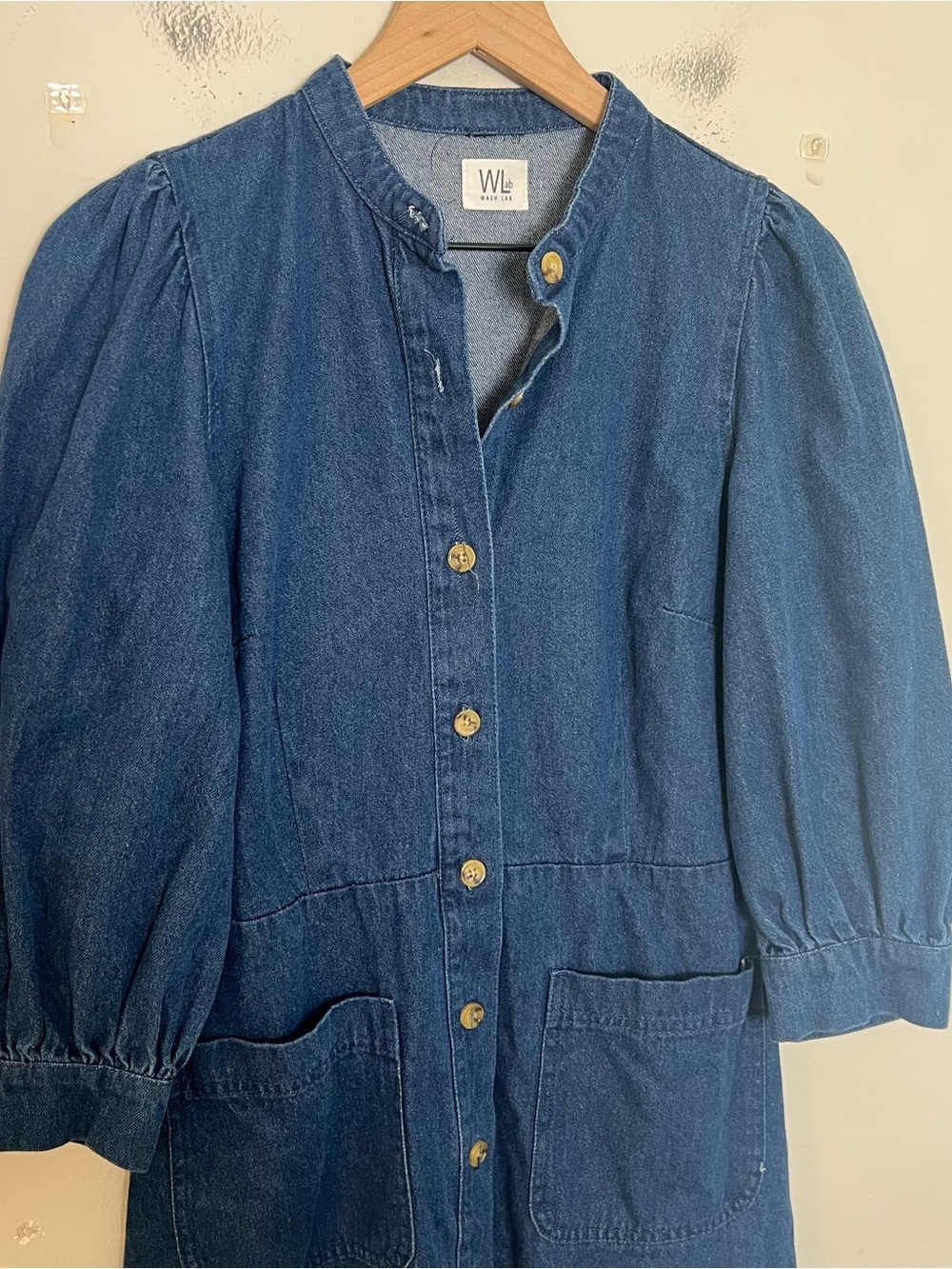 WASH LAB- Button Front Denim Mini Dress Size M - Picture 3 of 6